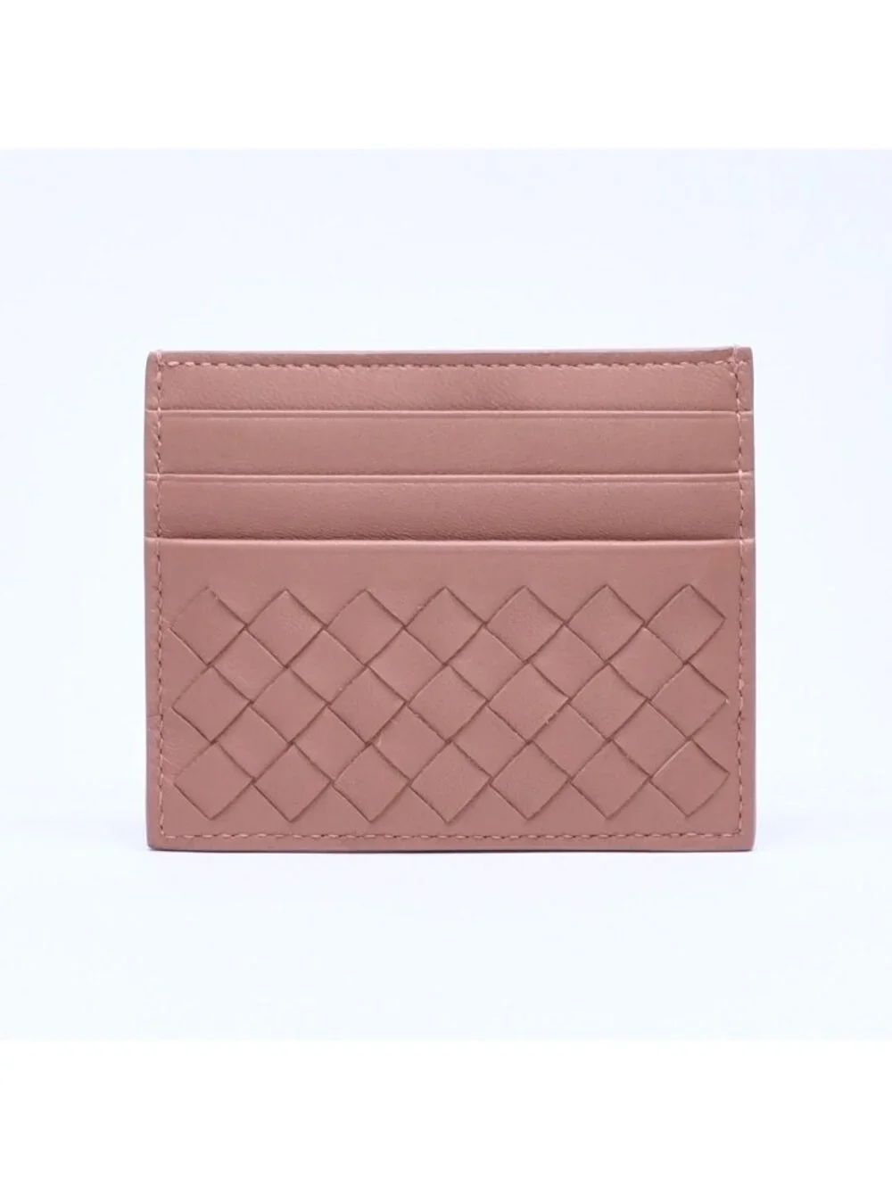 Bottega Veneta Card Case Intrecciato Beige Calfskin